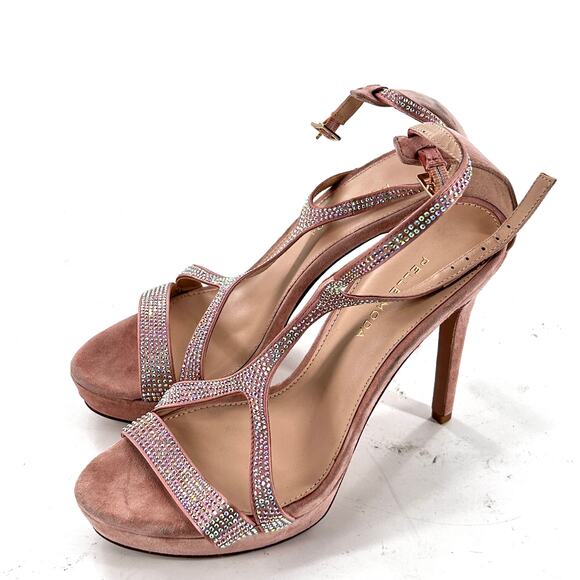 Pelle Moda Karisa Platform Heels 9 Pink Suede NWOT Sandals Jewel Glam Cocktail - Picture 3 of 7